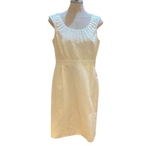 Tahari Arthur S Levine MandyLee sheath dress sleeveless zipper white size 10
